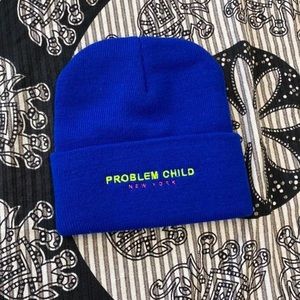Problem Child New York Embroidered Beanie - BLUE